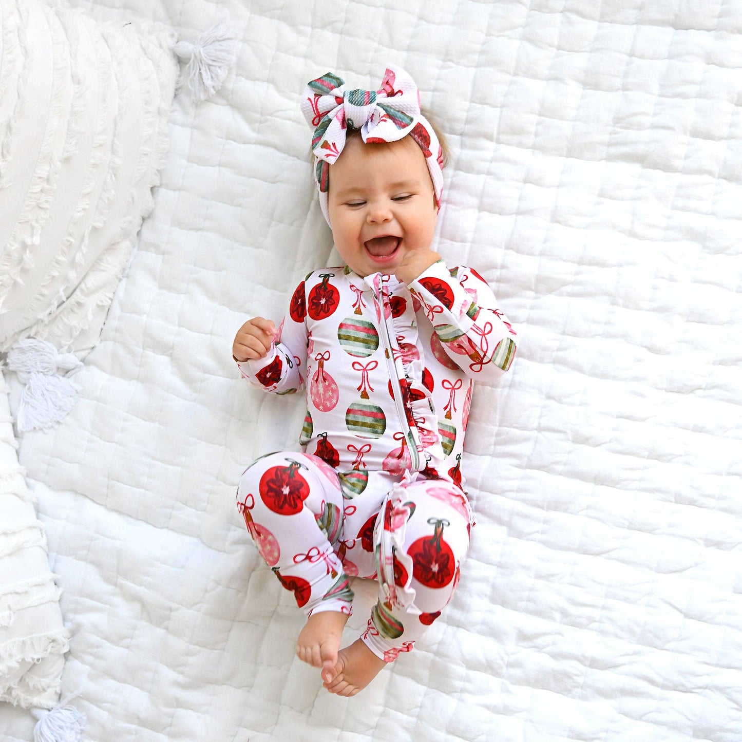 Kit Ornaments Ruffle Bamboo Zip Romper