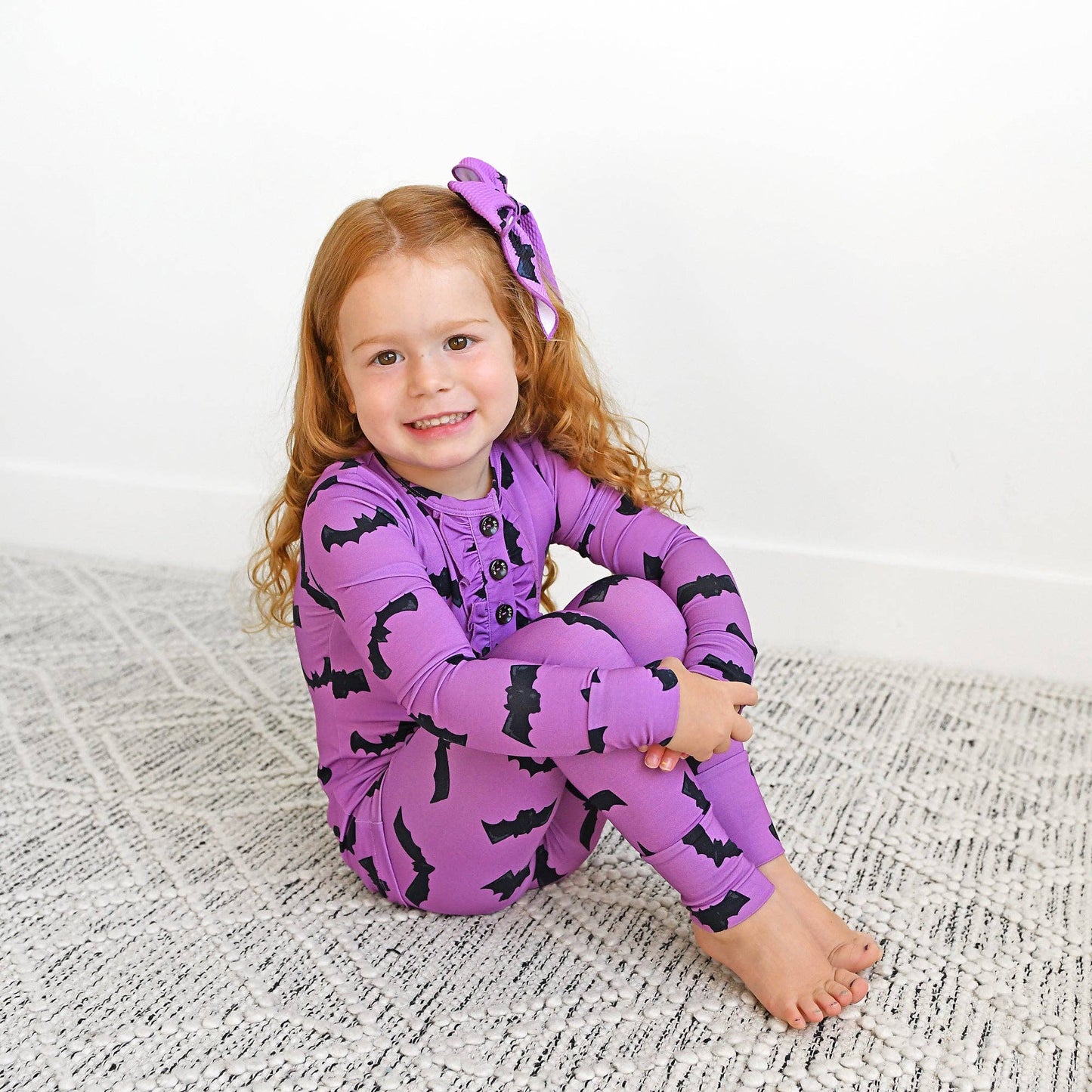 Echo Purple Bat Ruffle Two Piece Pajamas