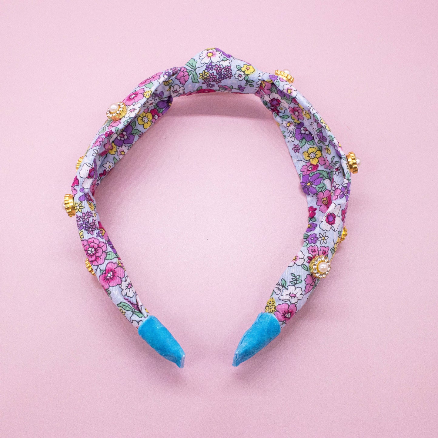 Embellished Floral Rhinestone Pearl Knot Headband