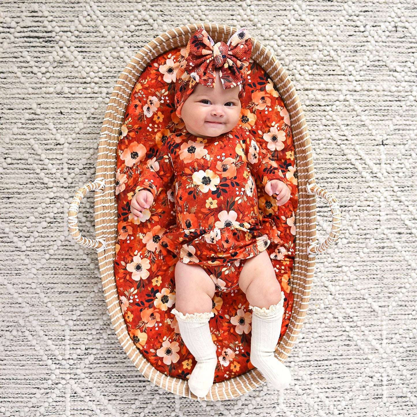 Auburn Gown, Headband, + Swaddle Blanket Set