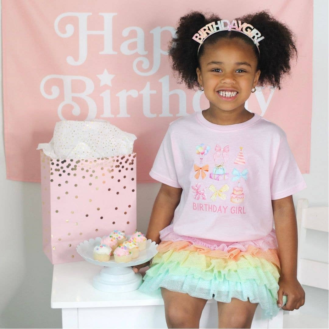 Pastel Rainbow Birthday Girl Headband