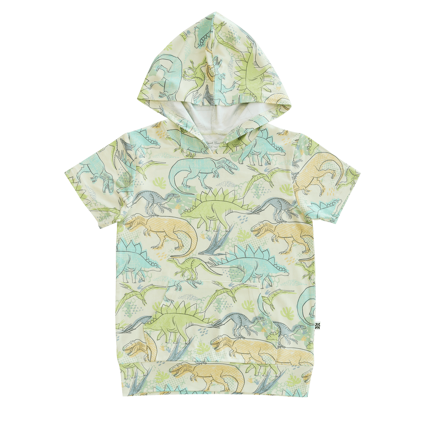 Sweet Bamboo - Short Sleeve Hooded Top - Neon Dino