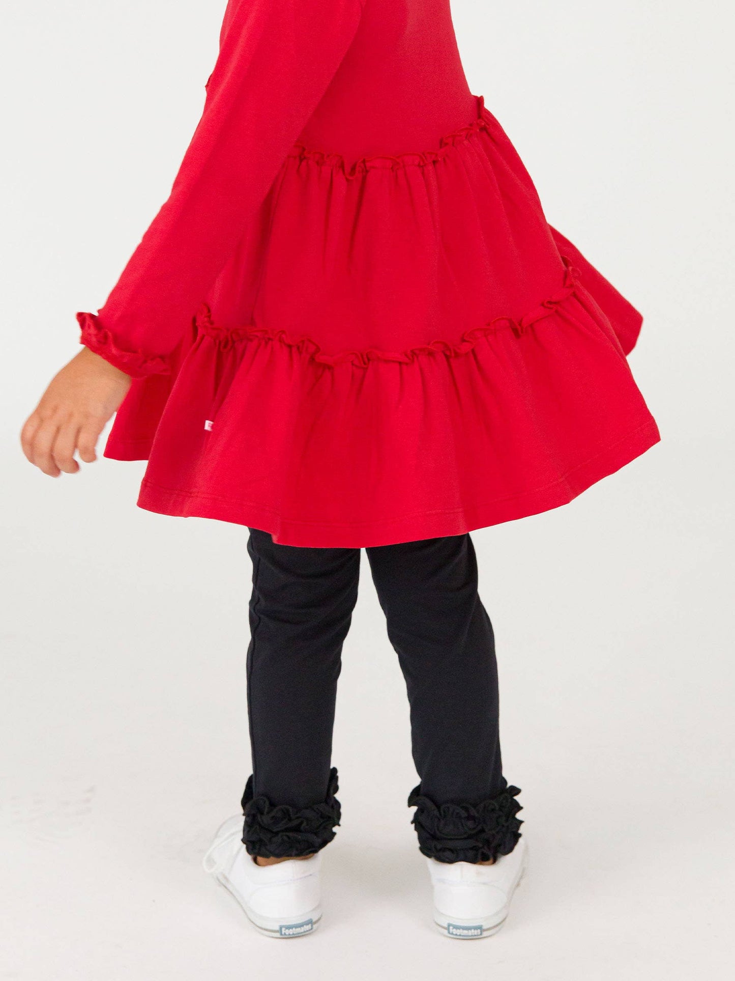 RuffleButts + RuggedButts - Girls Red Knit Ruffle Tiered Tunic Top