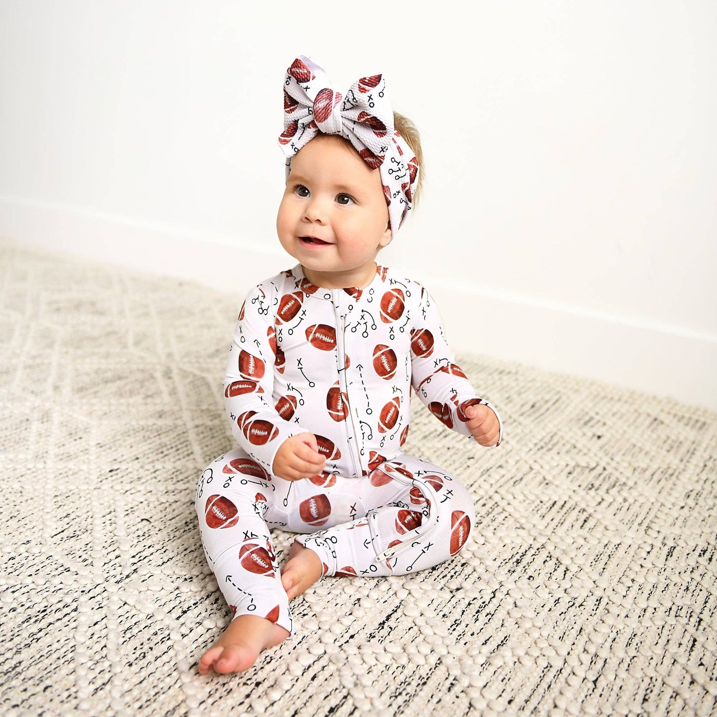 Brady Football Zip Romper