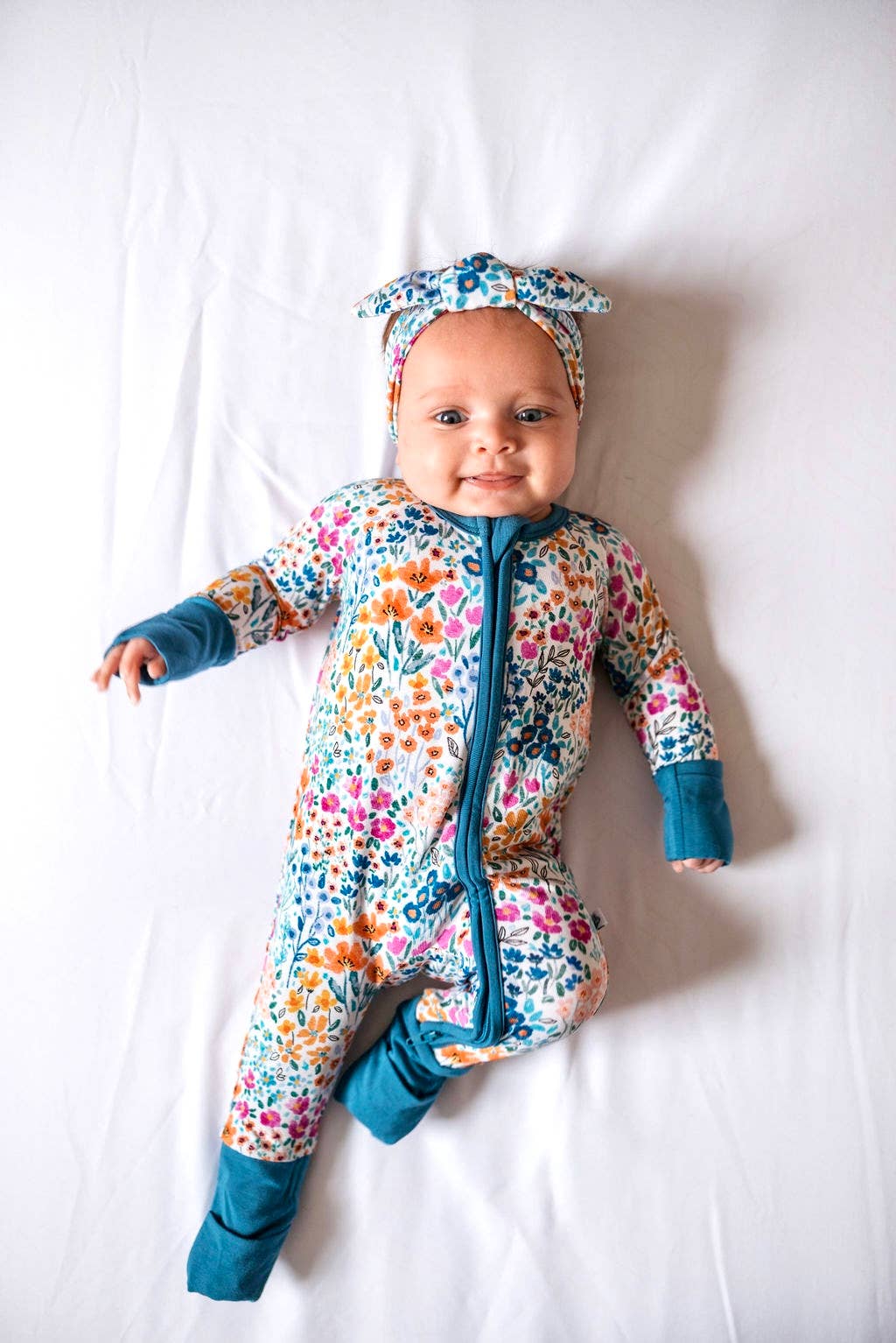 Whispering Wildflowers Bamboo Zipper Romper Pajamas
