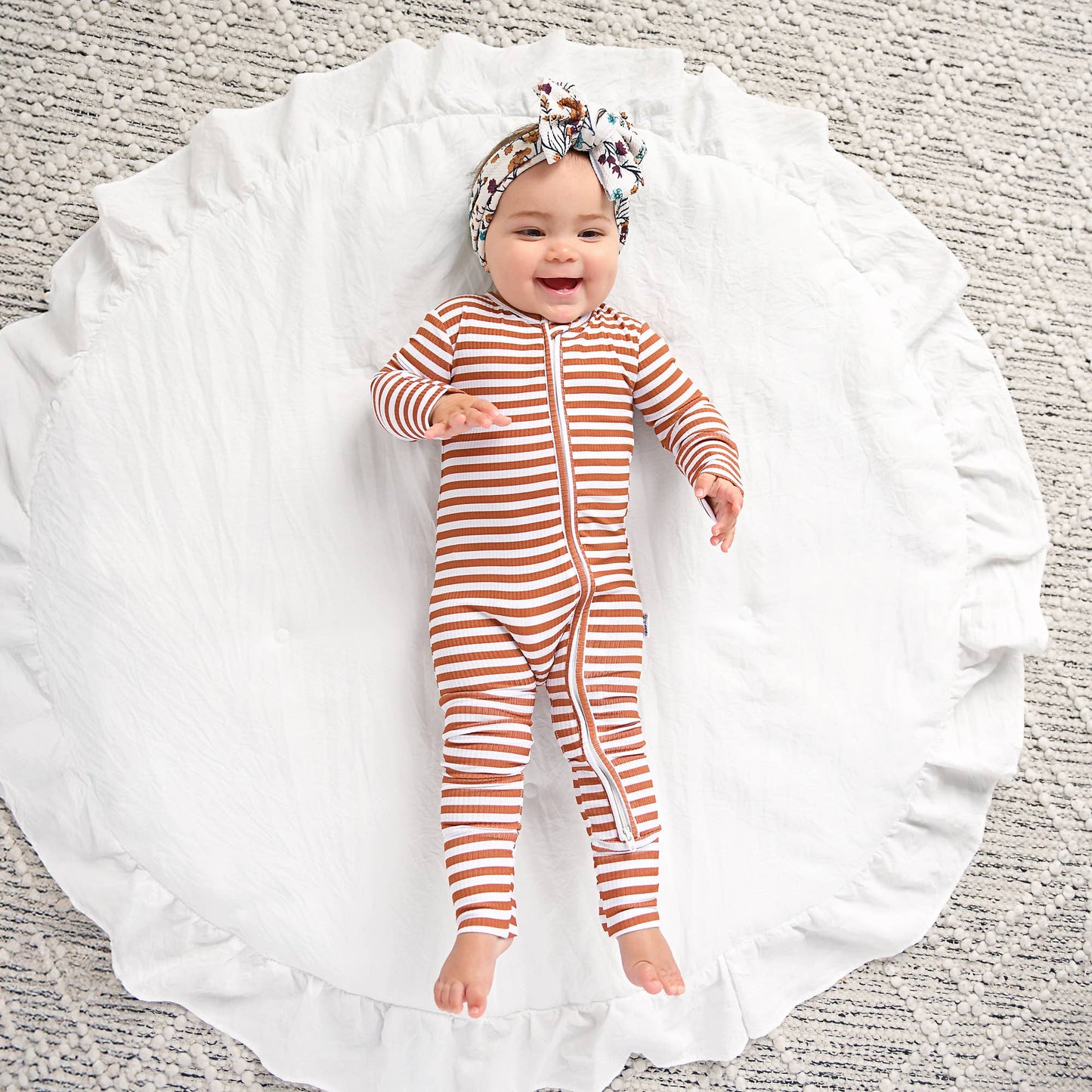 Chase Brown Ribbed Bamboo Zip Romper