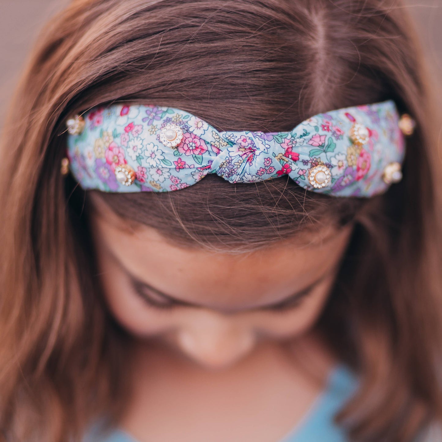 Embellished Floral Rhinestone Pearl Knot Headband