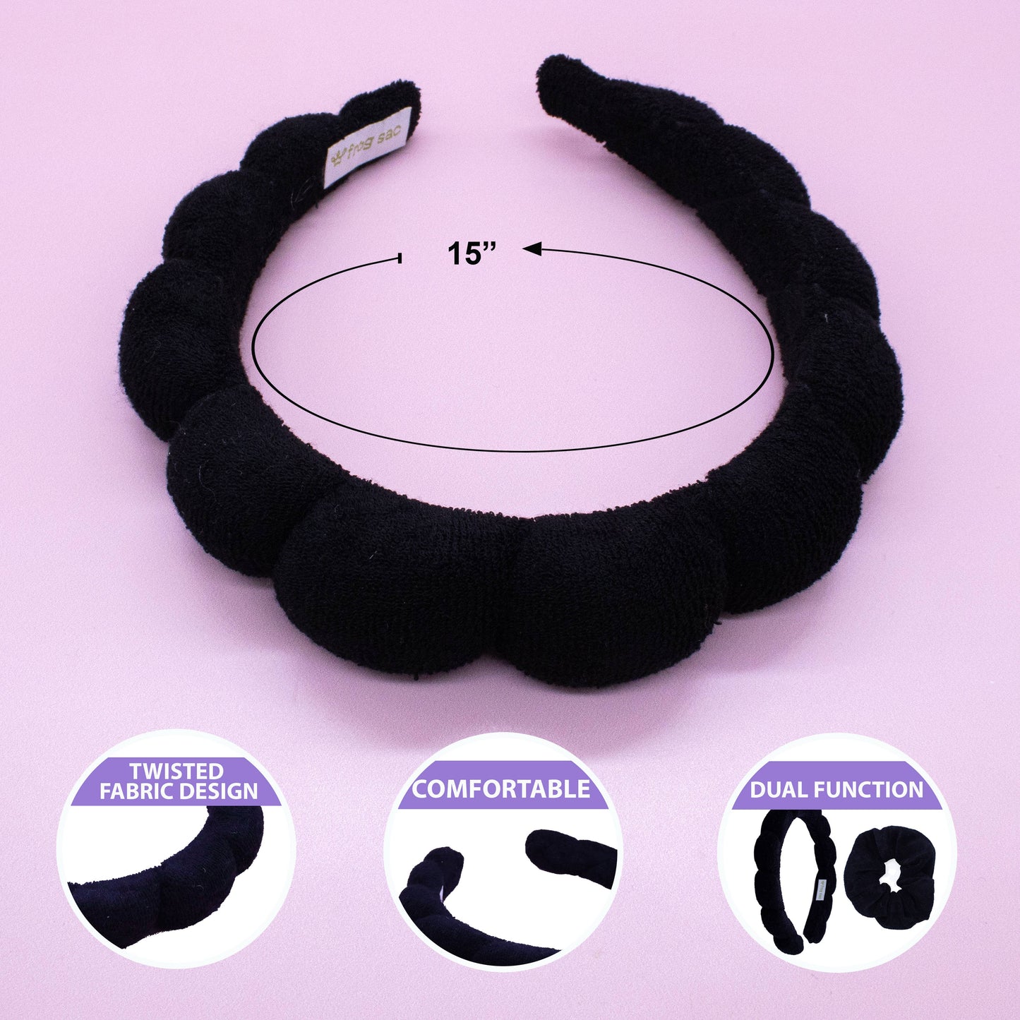 Spa Headband & Scrunchie Wristband Set