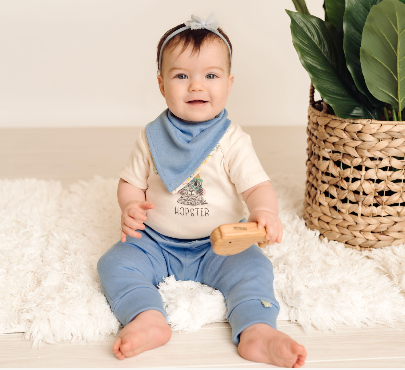 Finn + Emma - Baby cuffed organic pants | periwinkle blue