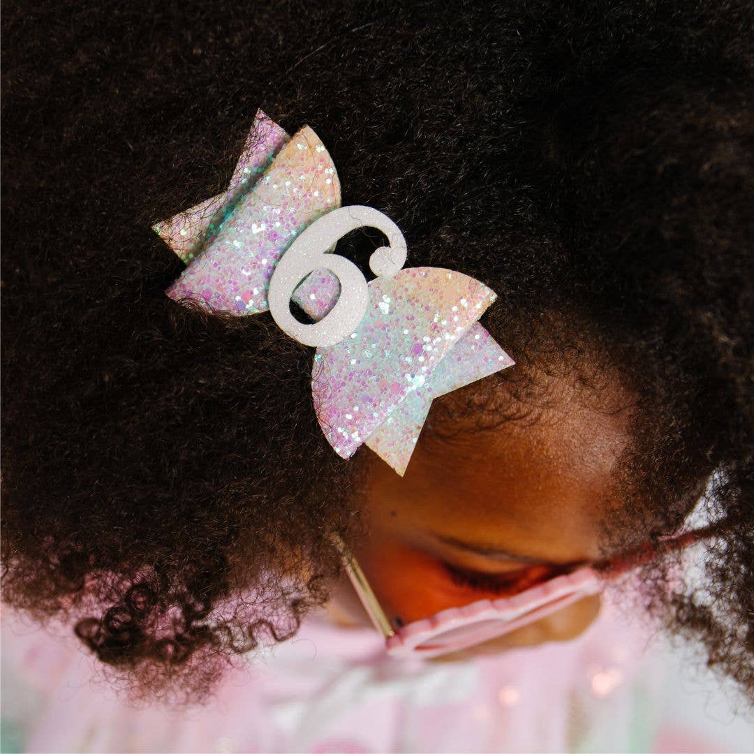 Sweet Wink - Pastel Rainbow Bow #6 Clip - Kids Birthday Hair Clip