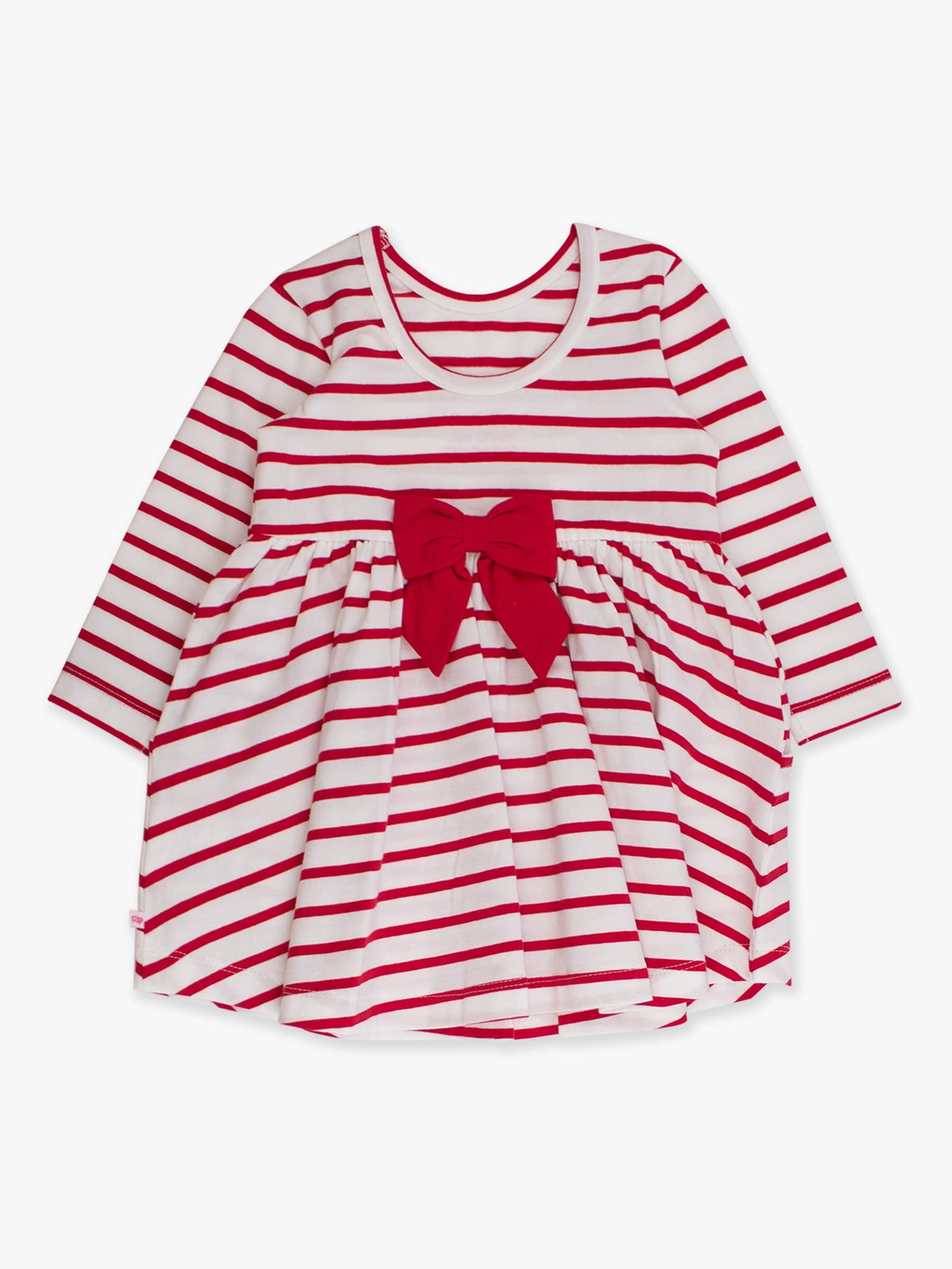 RuffleButts + RuggedButts - Girls Red & White Stripe Knit Long Sleeve Twirl Dress