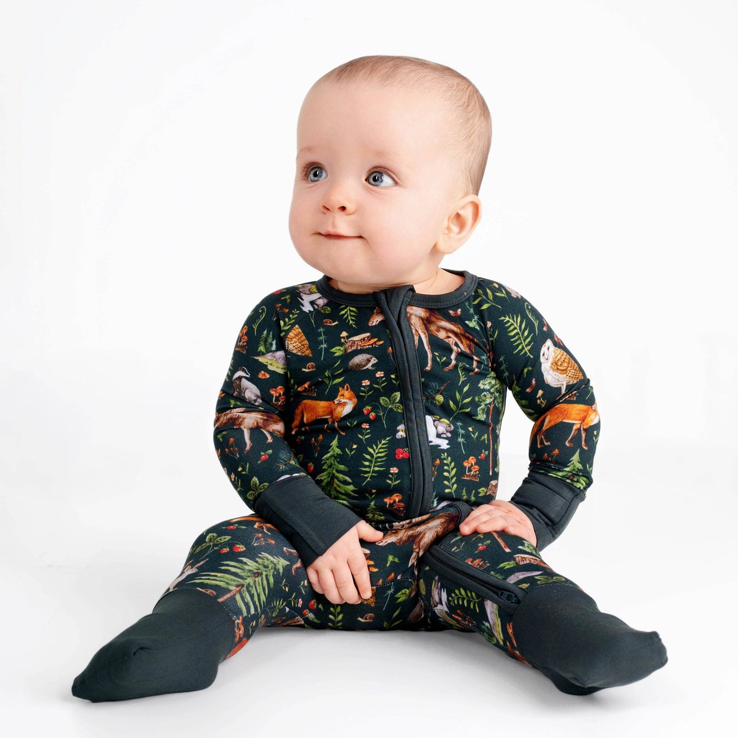 Wood You Be My Friend Baby Bamboo Zipper Romper Pajamas