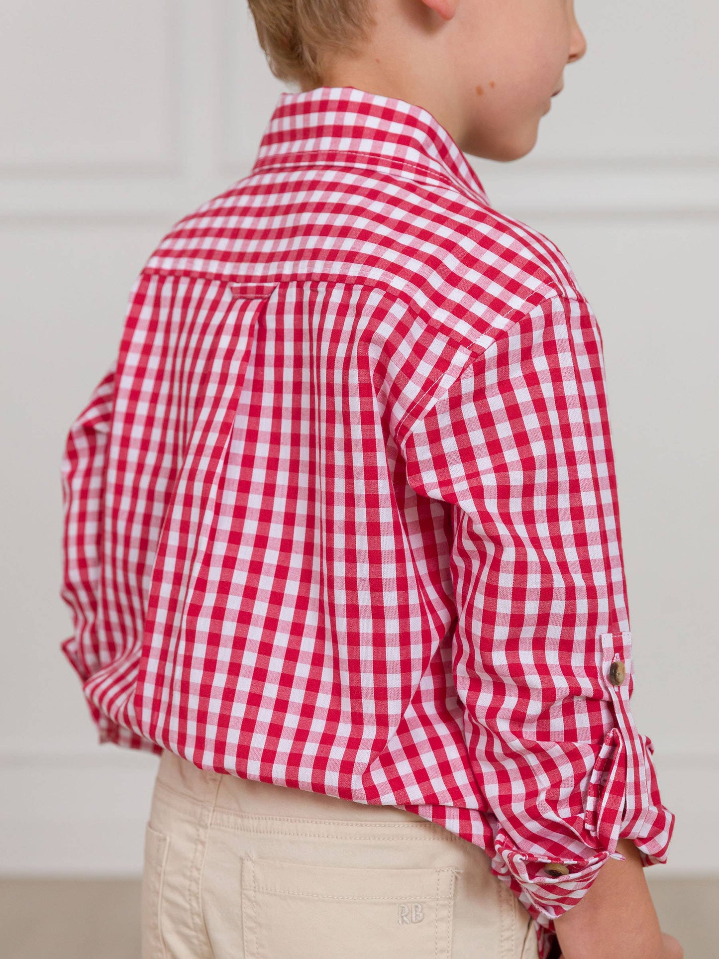 RuffleButts + RuggedButts - Boys Classic Red Gingham Long Sleeve Button Down
