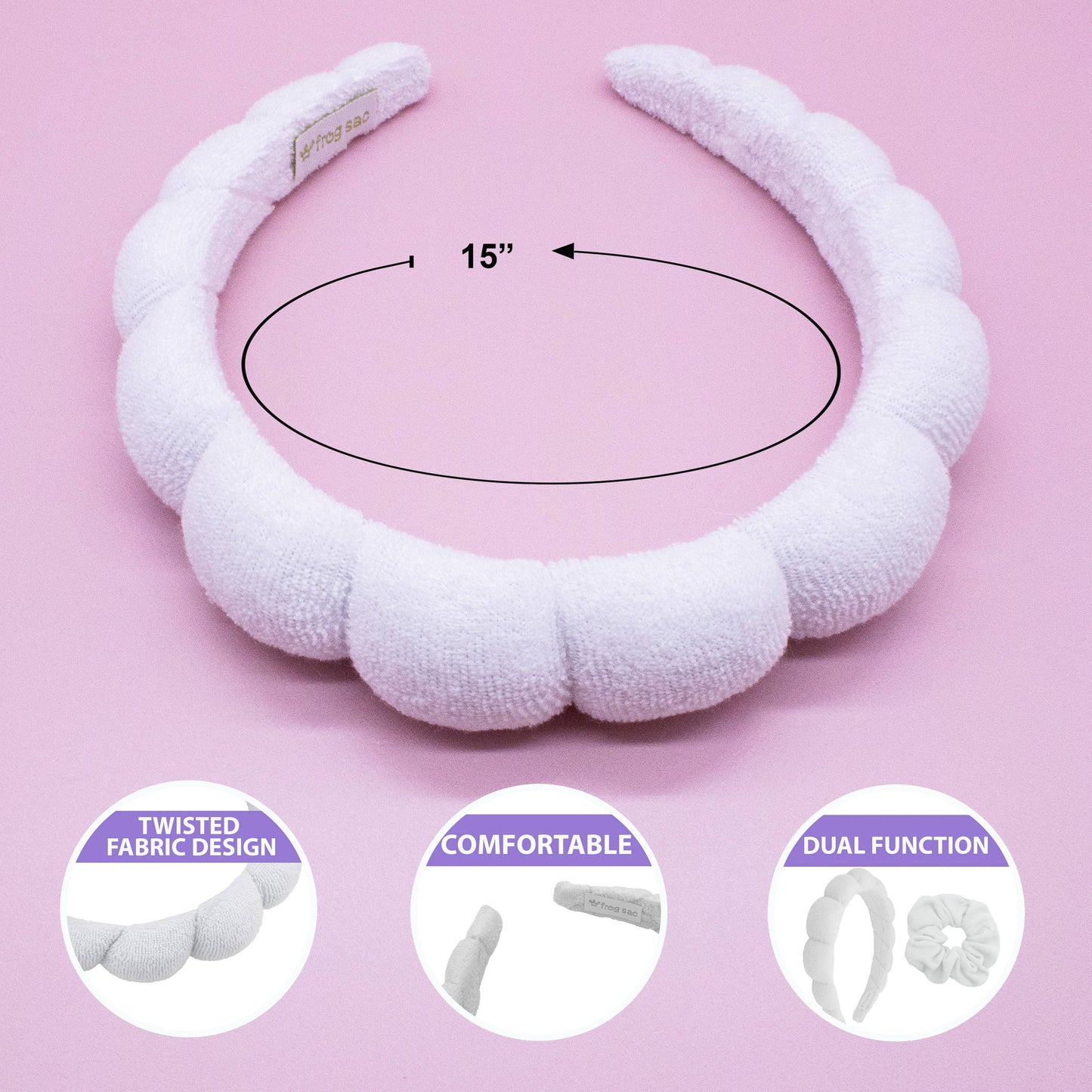 Spa Headband & Scrunchie Wristband Set