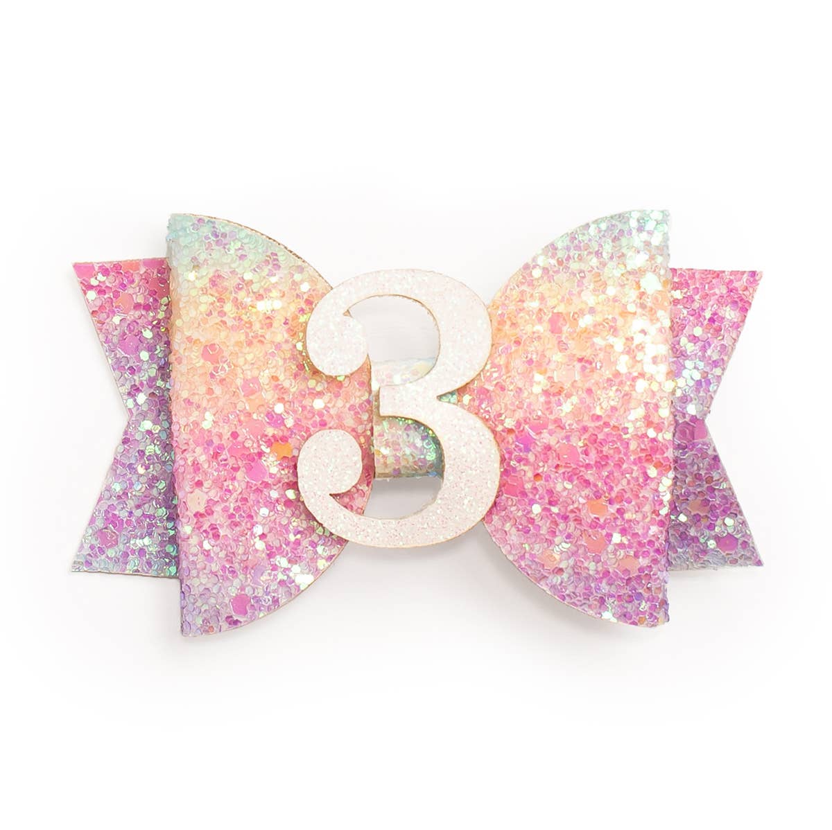 Sweet Wink - Pastel Rainbow Bow #3 Clip - Kids Birthday Hair Clip