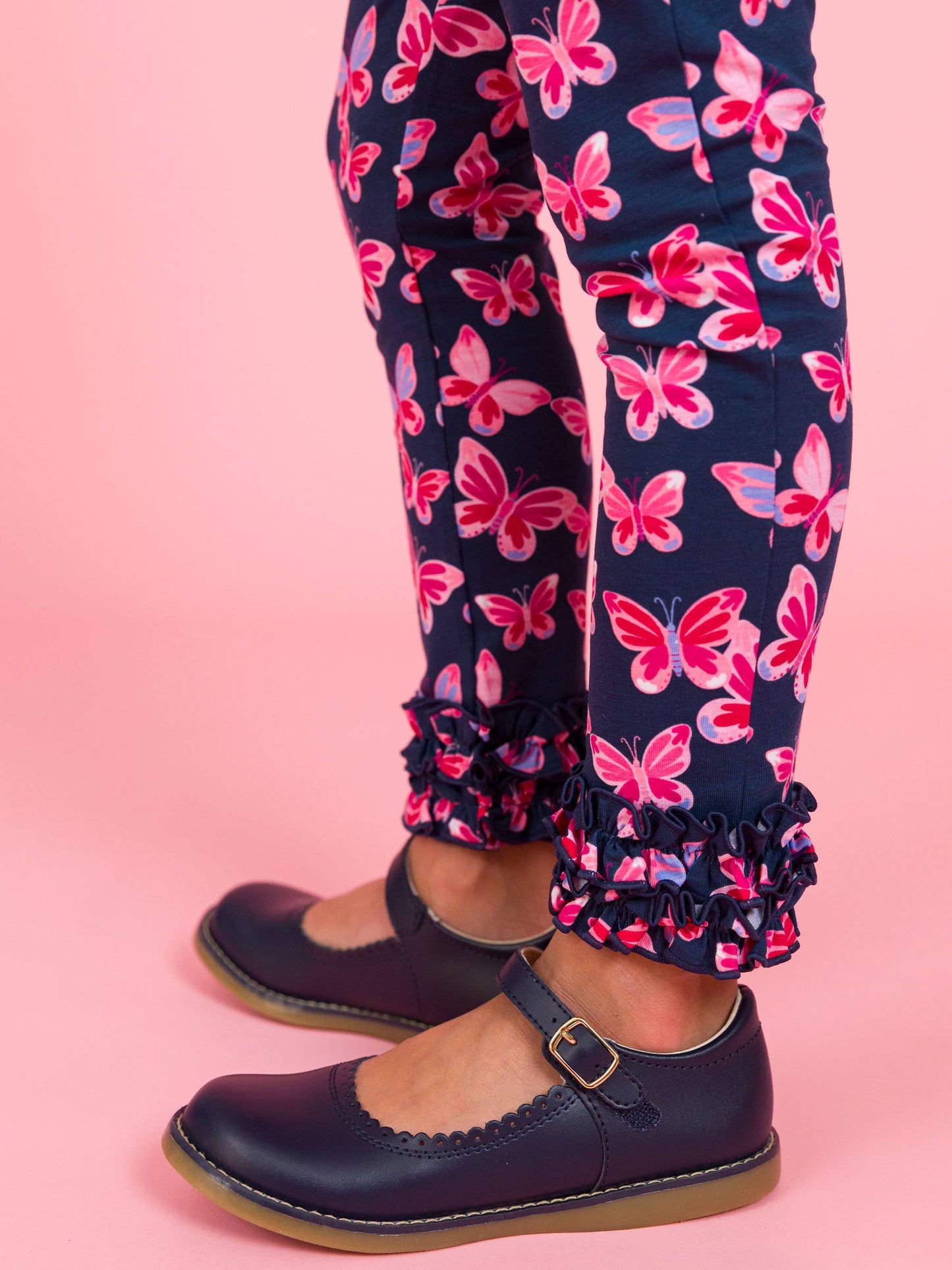 RuffleButts + RuggedButts - Girls Butterfly Bliss Classic Ruffle Leggings