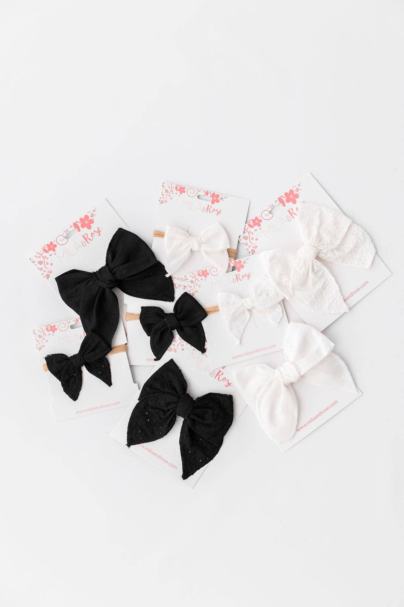 Classic Hair Bow - White Eyelet