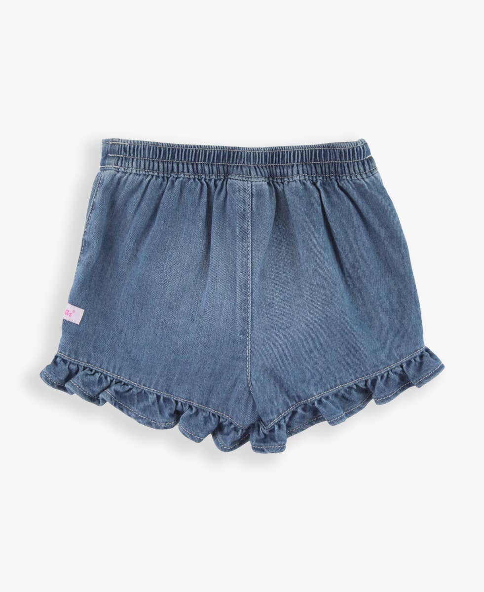 RuffleButts + RuggedButts - Girls Light Wash Ruffled Jean Skort