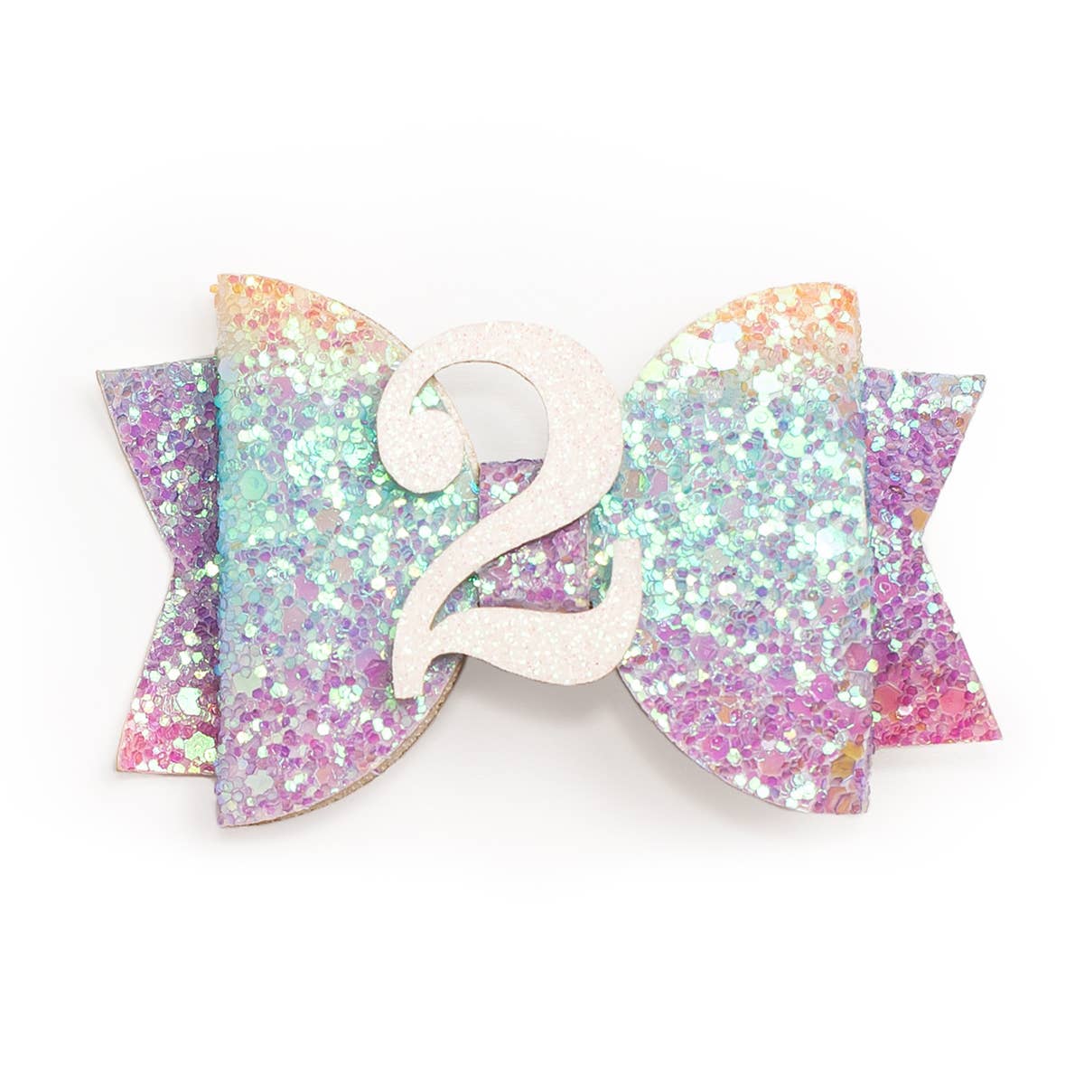 Sweet Wink - Pastel Rainbow Bow #2 Clip - Kids Birthday Hair Clip