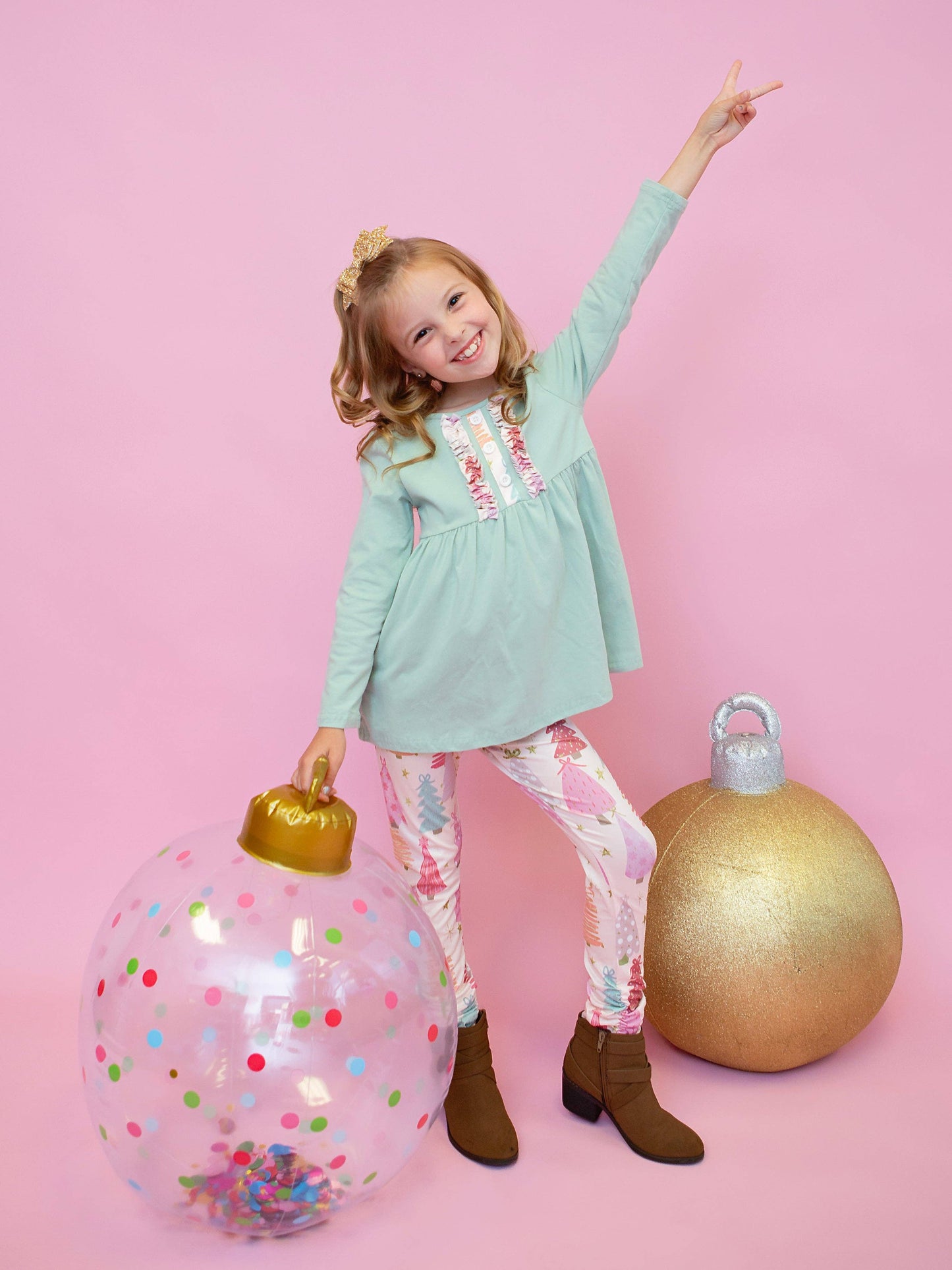 Christmas Tree Dreams Pastel Leggings Set
