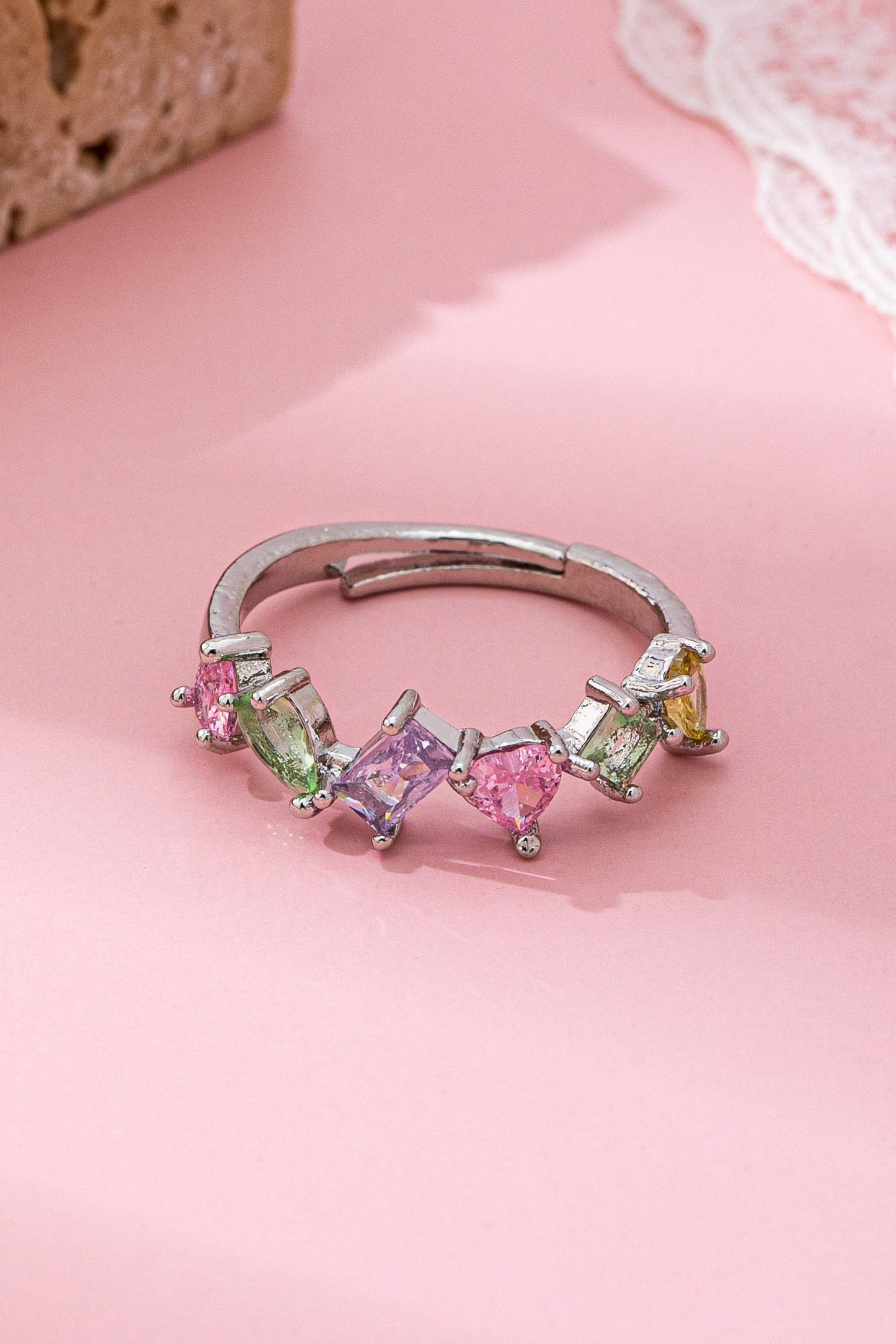 Adjustable Rainbow Gem Eternity Ring