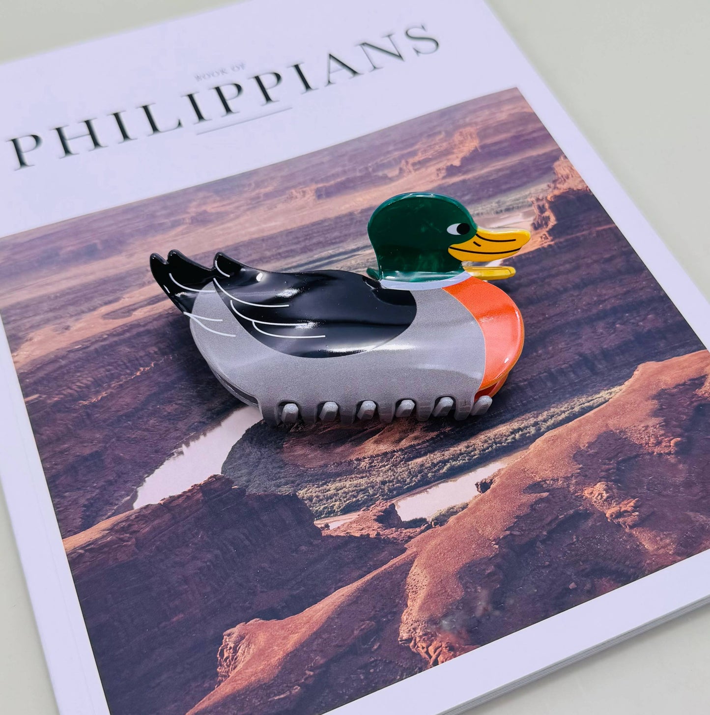 Jumbo Mallard Wild Duck Acetate Hair Claw Clip