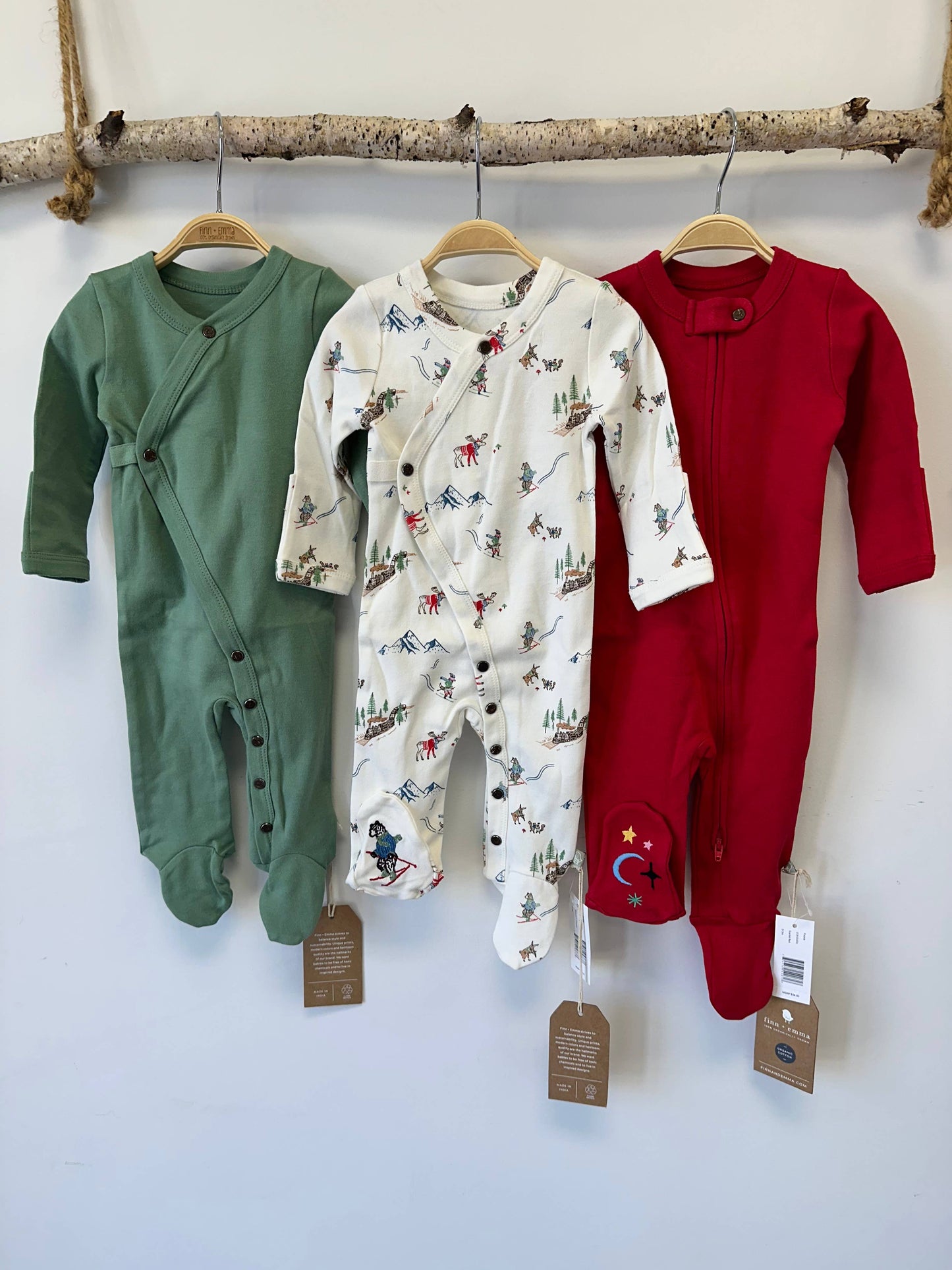Baby organic cotton footie | Basil Green