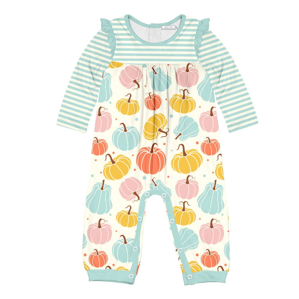 Cream Pumpkins Ruffle-Trim Playsuit