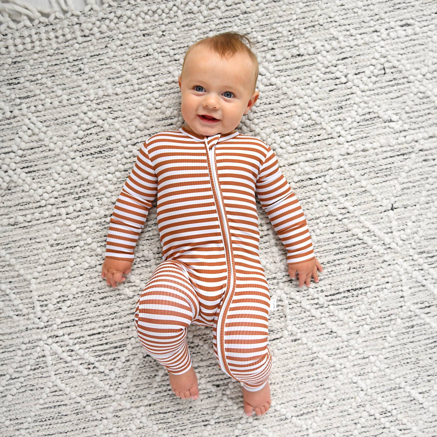 Chase Brown Ribbed Bamboo Zip Romper