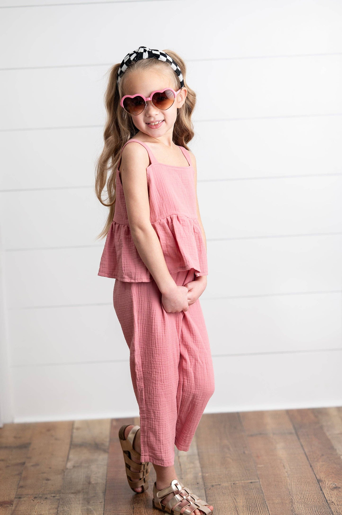Dusty Pink Gauze Weave Ruffle Set