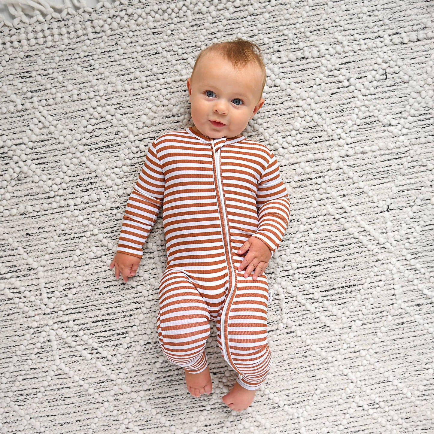 Chase Brown Ribbed Bamboo Zip Romper