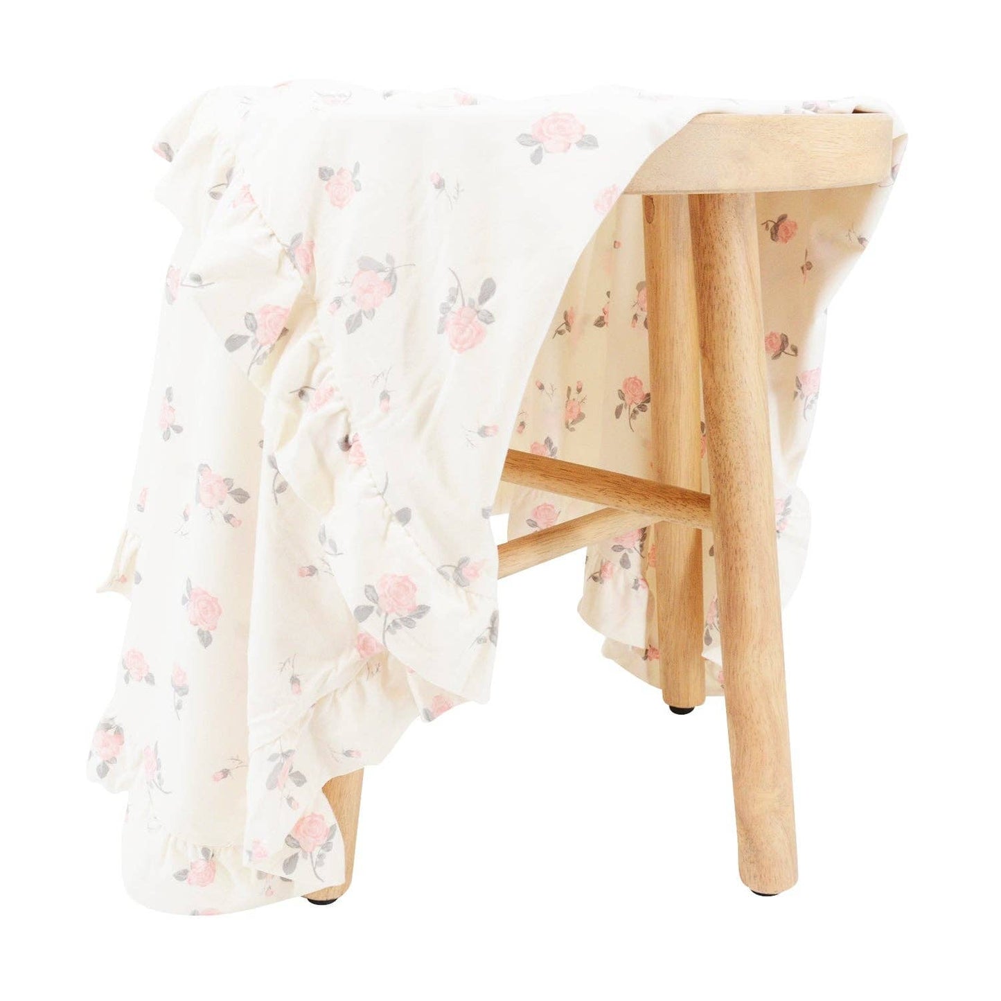 Ruffle Blanket - Roses White
