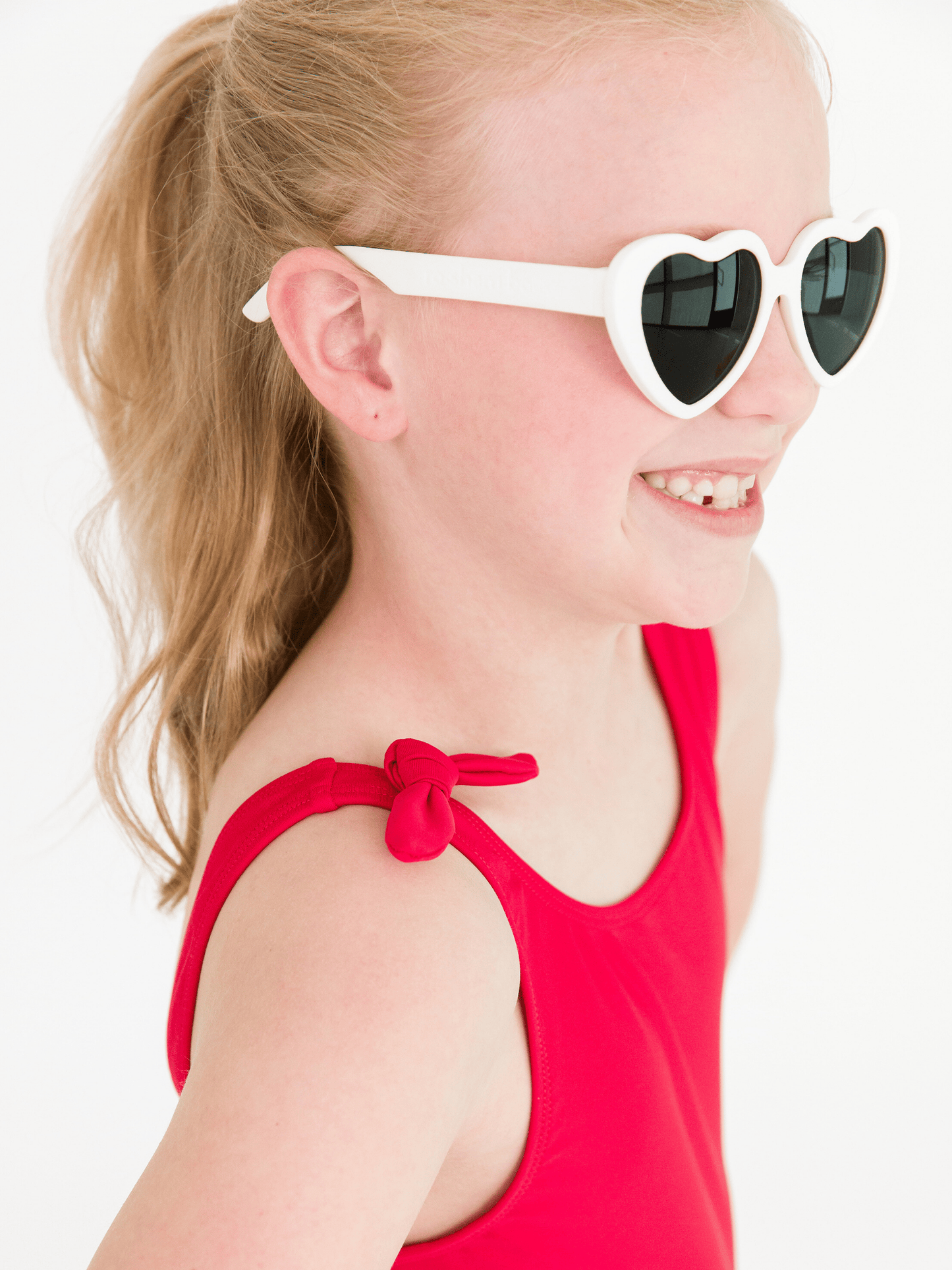 RuffleButts + RuggedButts - Girls White Heart Shaped Sunglasses