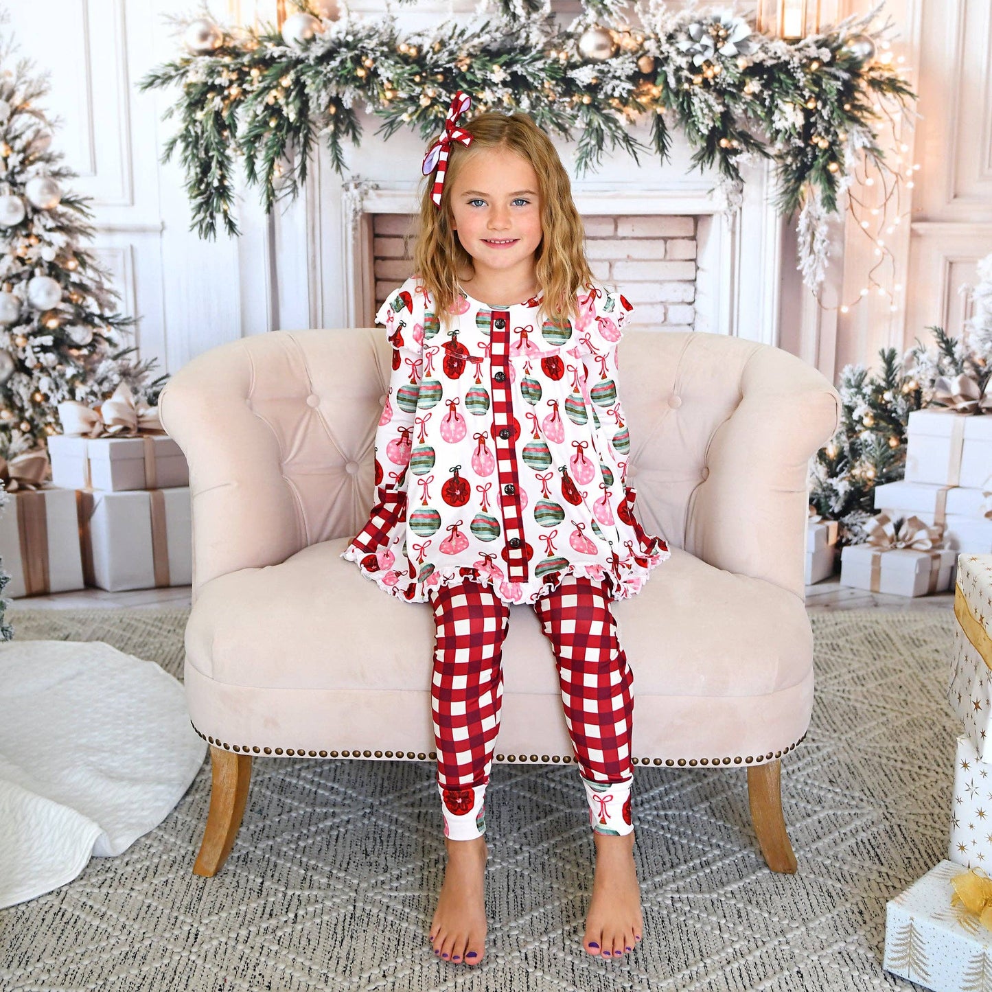 Kit Ornaments and Plaid Peplum Set