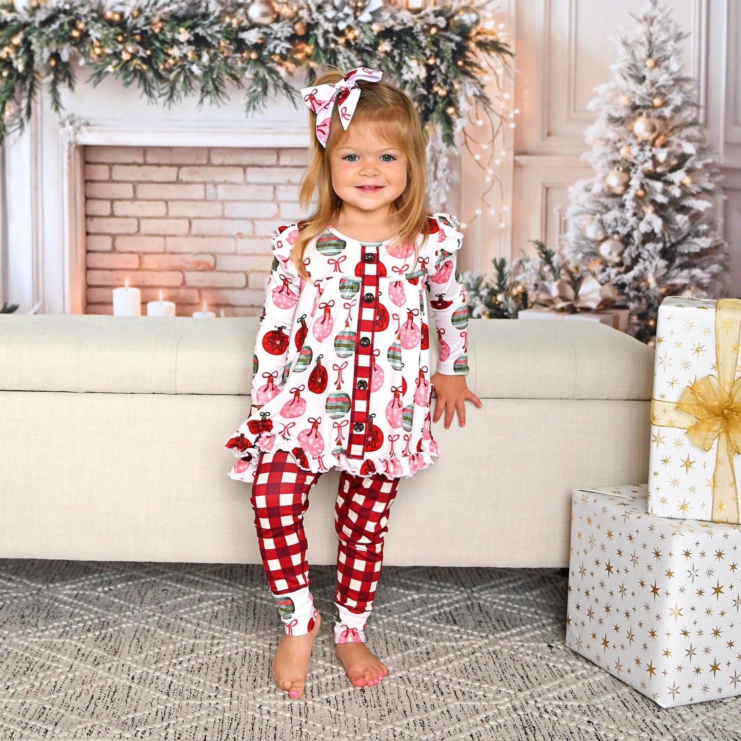 Kit Ornaments and Plaid Peplum Set