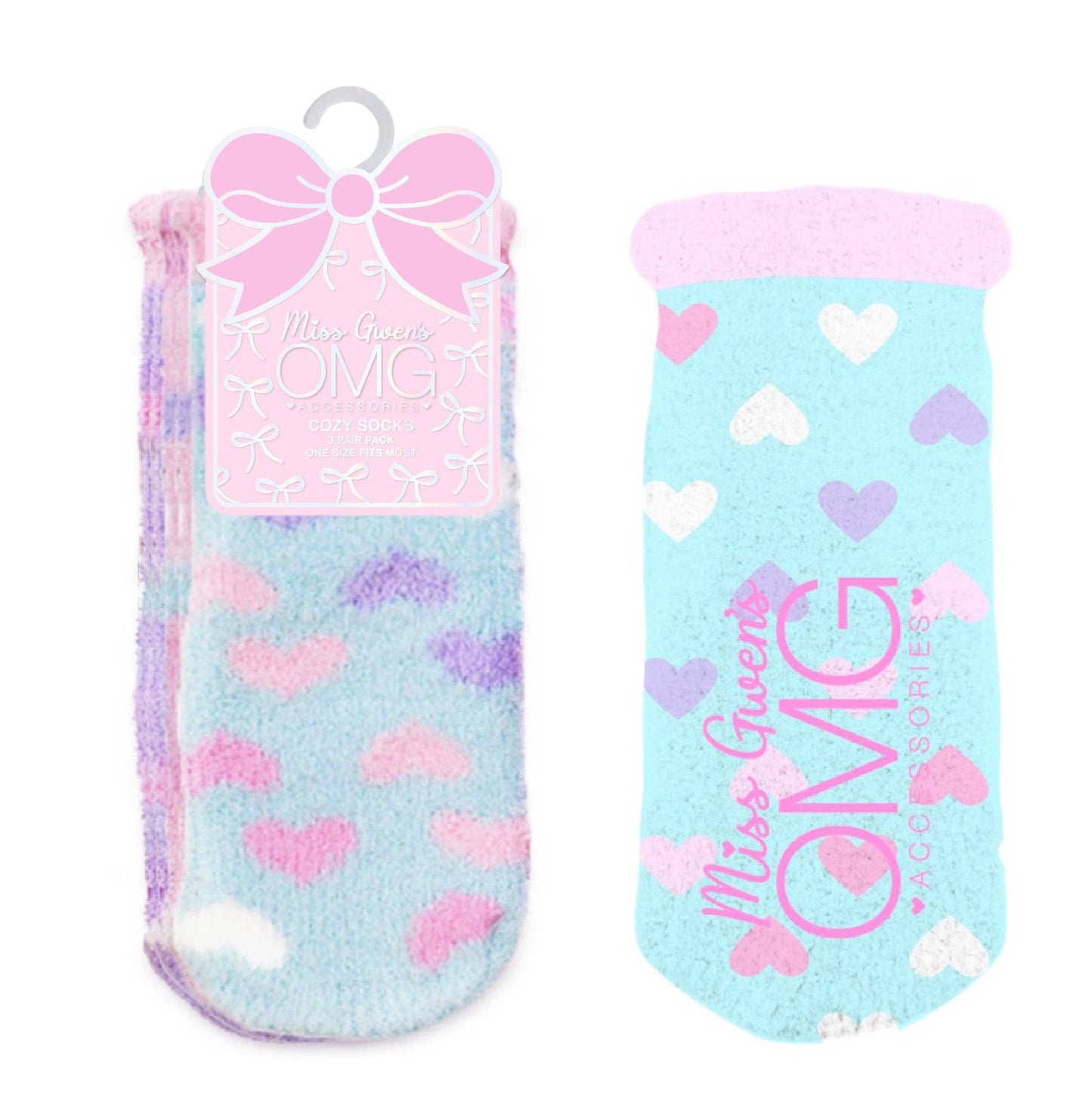 OMG Accessories - Heart Print Cozy Socks Set
