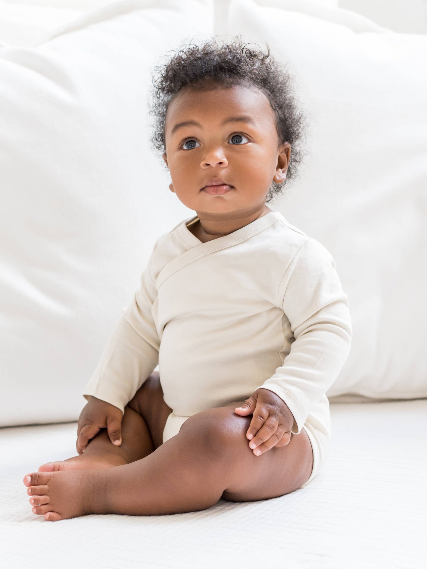 Colored Organics - Organic Baby Long Sleeve Classic Kimono Bodysuit - Natural