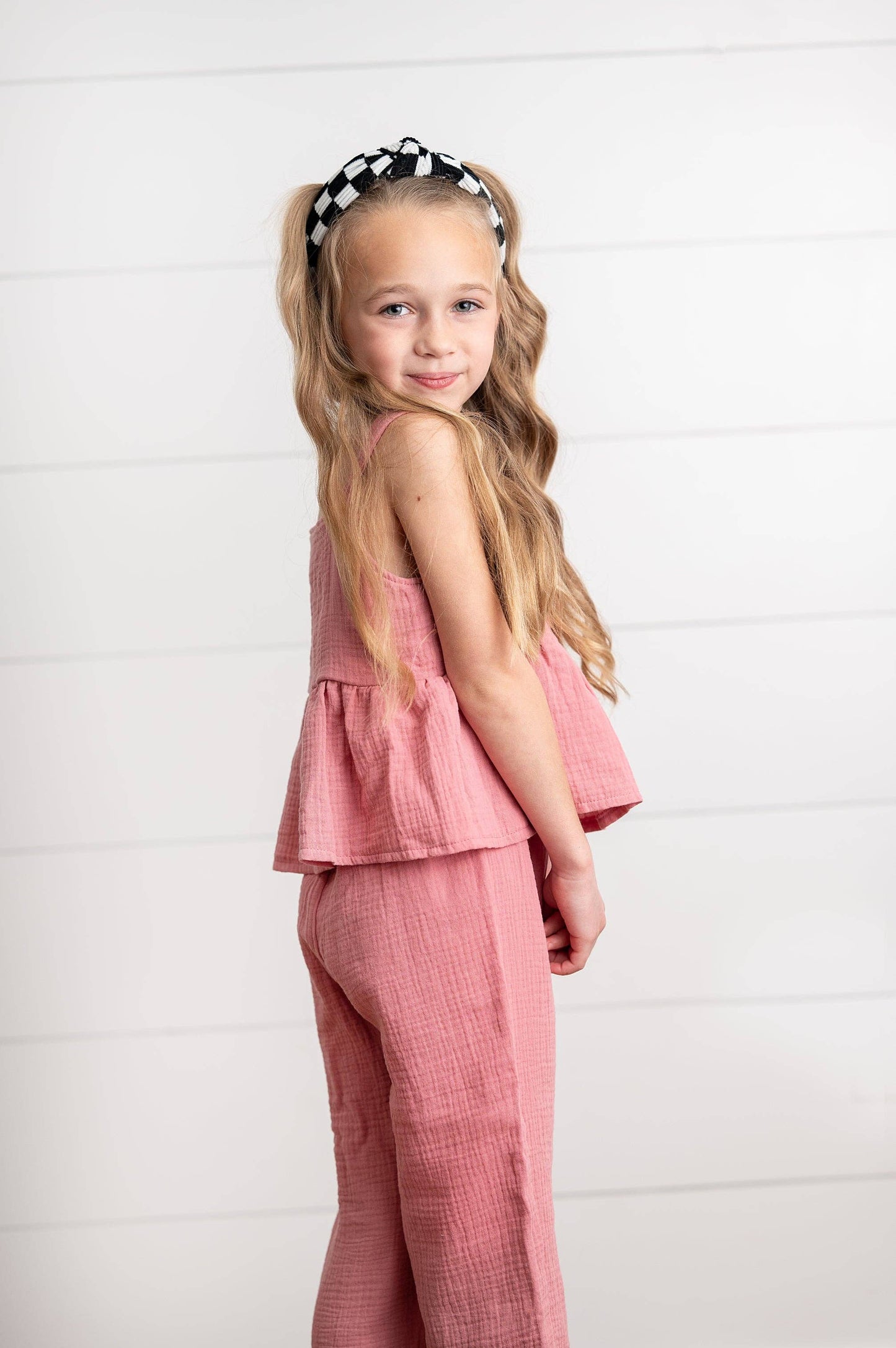 Dusty Pink Gauze Weave Ruffle Set