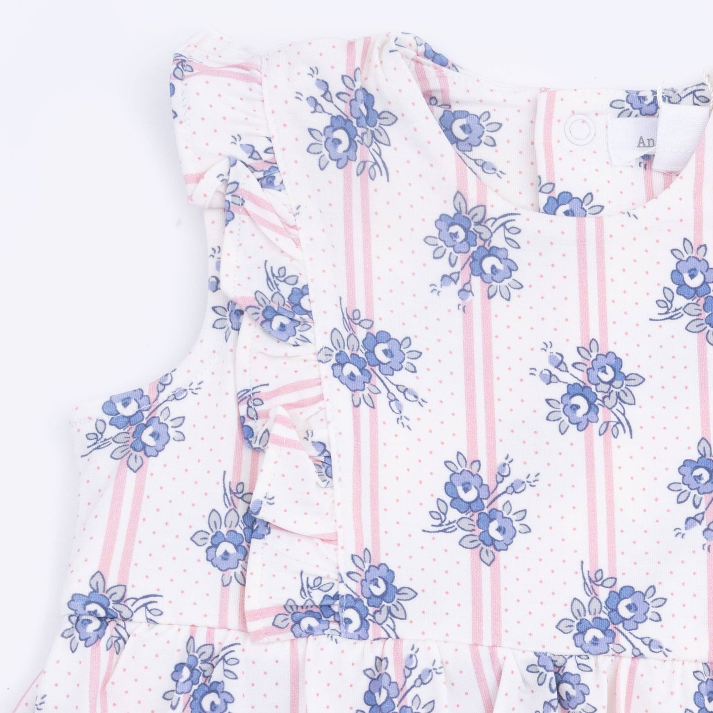 Angel Dear | Stripe Dot Roses - Ruffle Bodysuit Dress