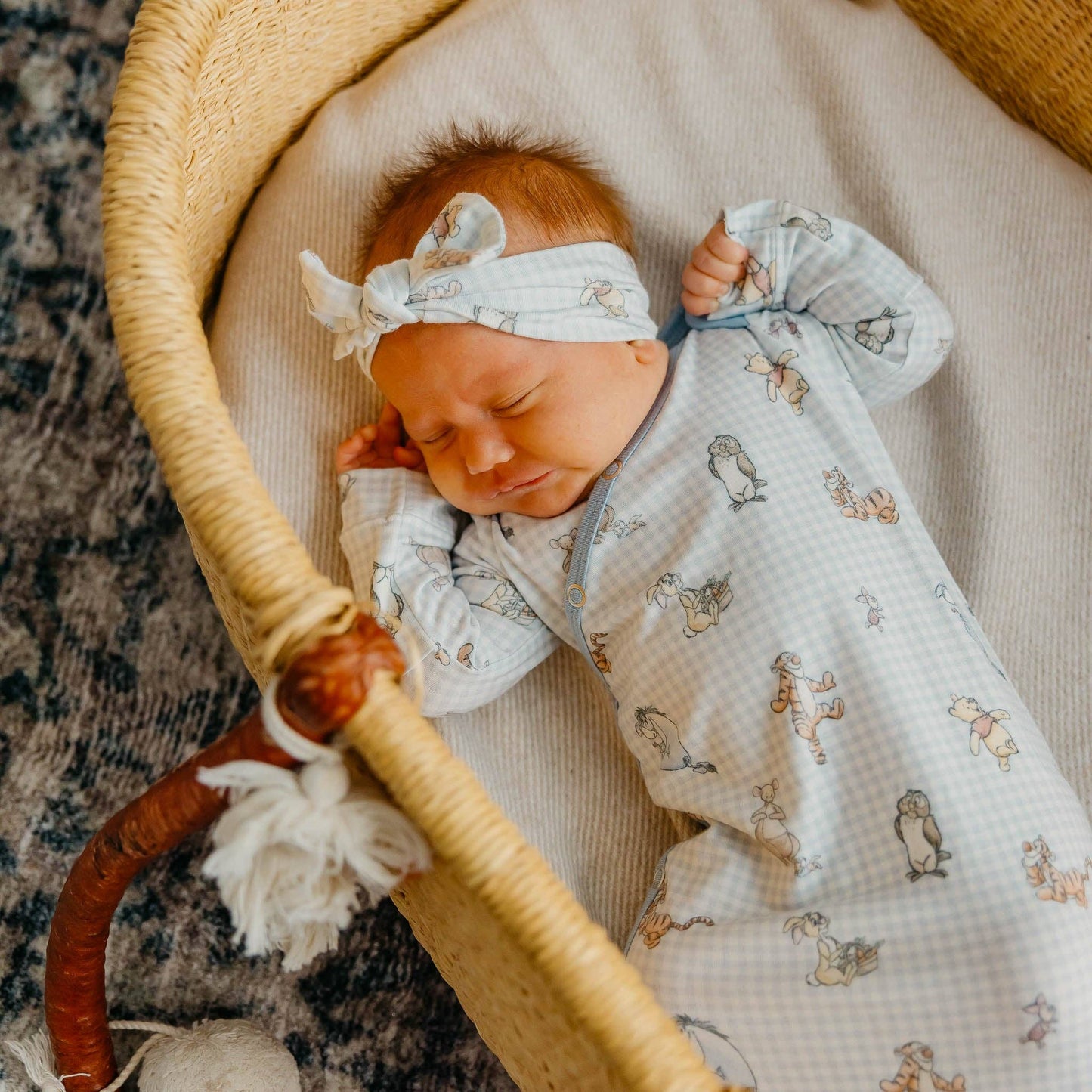 Copper Pearl | Newborn Knotted Gown - Winnie the Pooh and Friends
