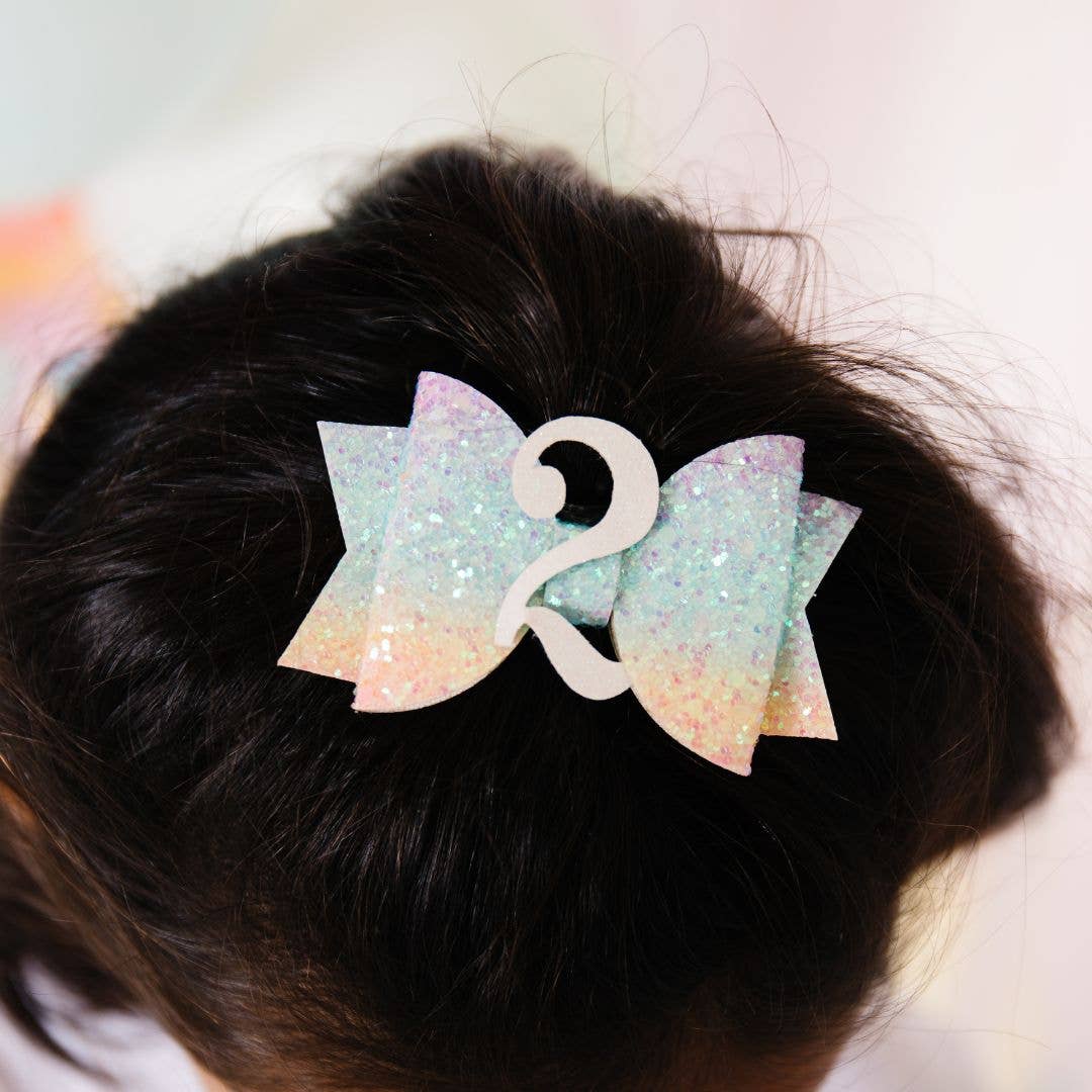 Sweet Wink - Pastel Rainbow Bow #2 Clip - Kids Birthday Hair Clip