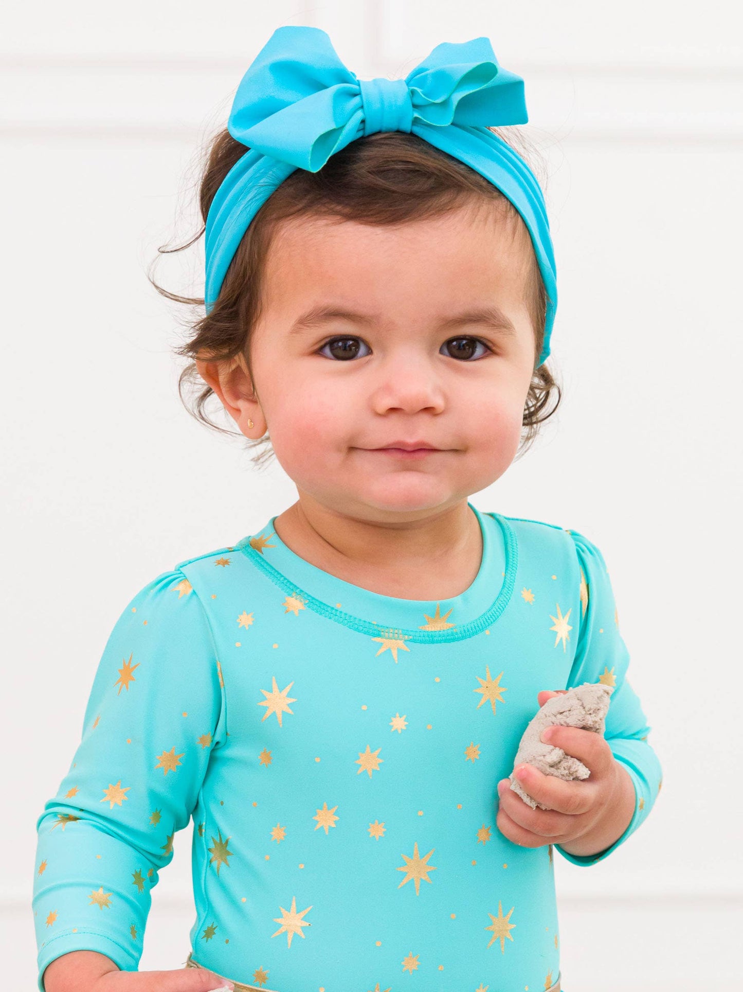 Bright Aqua Shimmer Swim Bow Headband