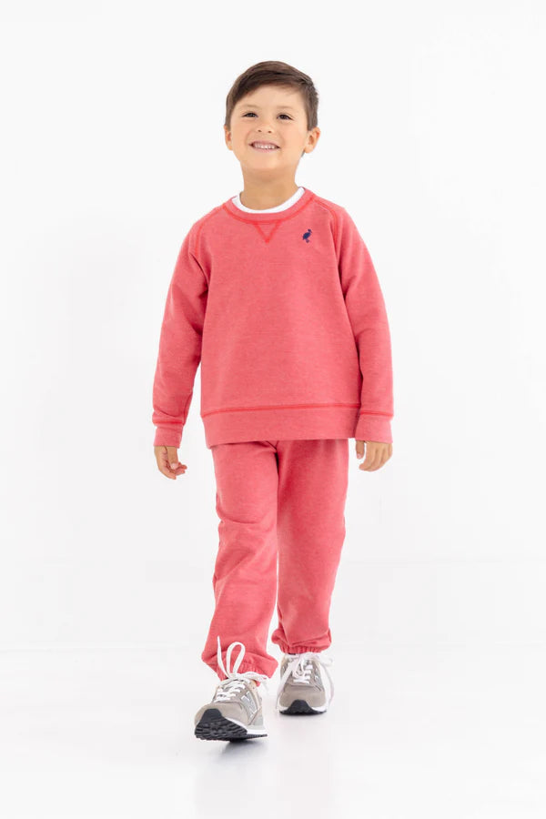 TBBC | Boys Cassidy Comfy Crewneck - Richmond Red (Heathered) with Nantucket Navy