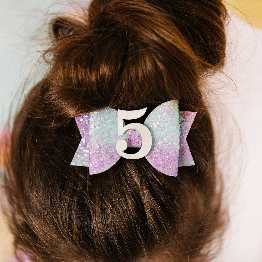 Sweet Wink - Pastel Rainbow Bow #5 Clip - Kids Birthday Hair Clip