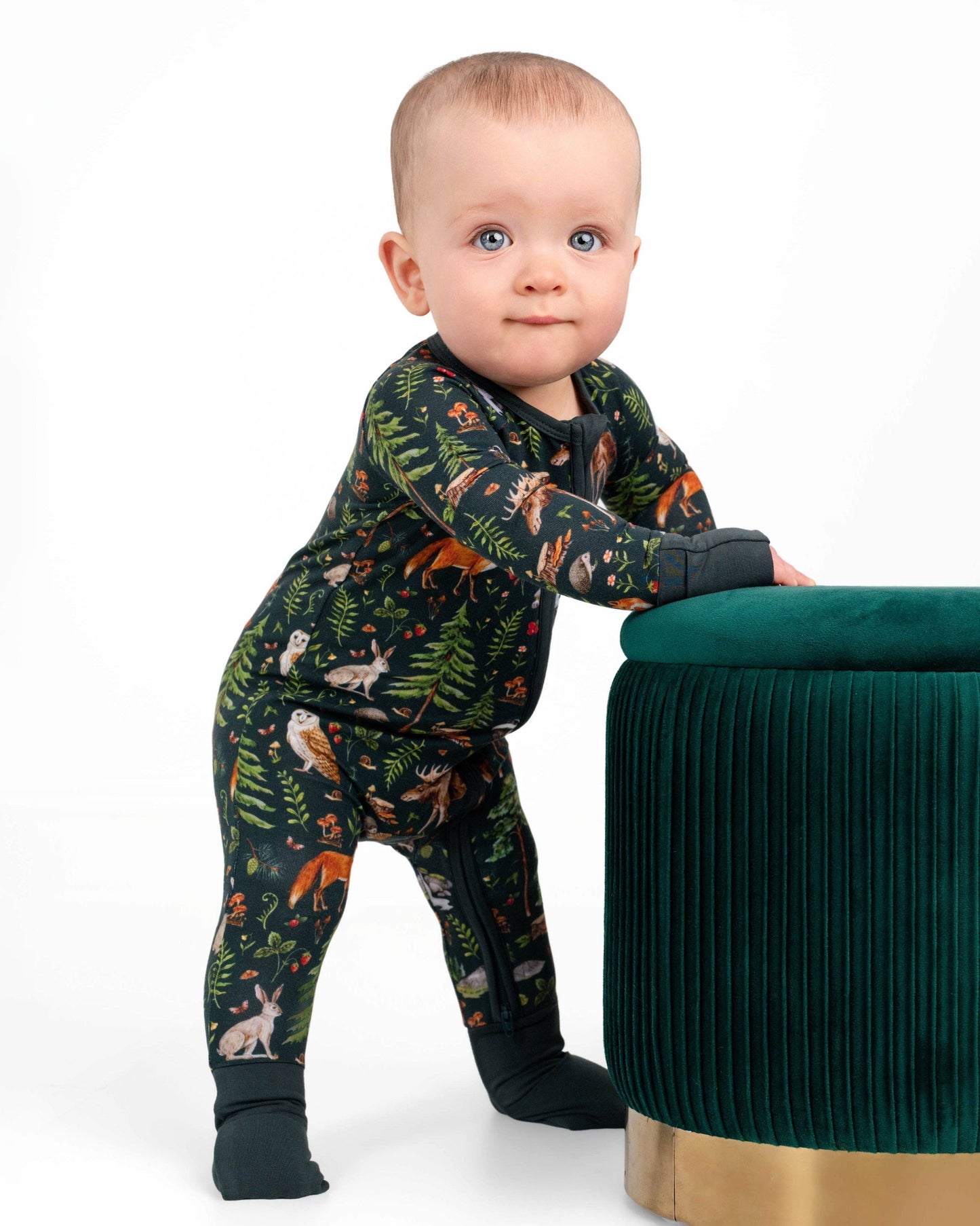 Wood You Be My Friend Baby Bamboo Zipper Romper Pajamas