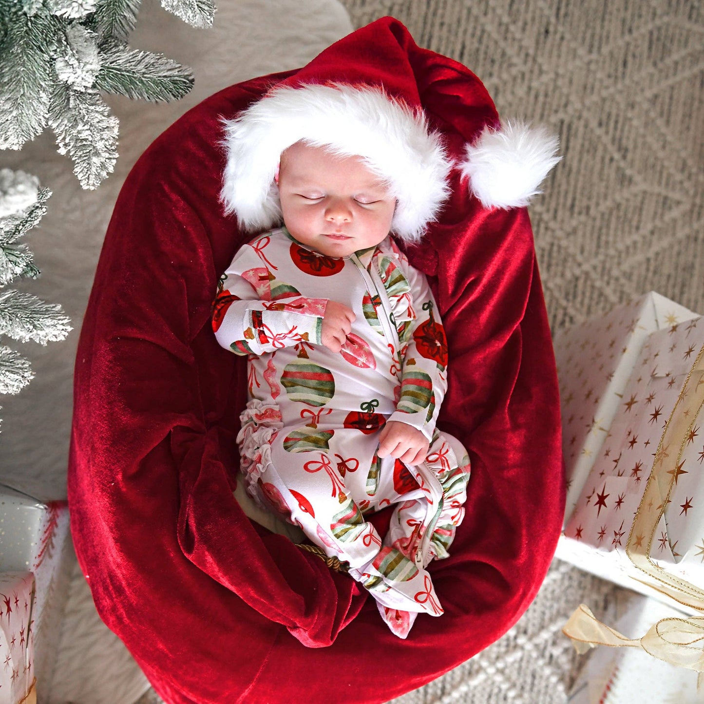Kit Ornaments Ruffle Bamboo Zip Romper
