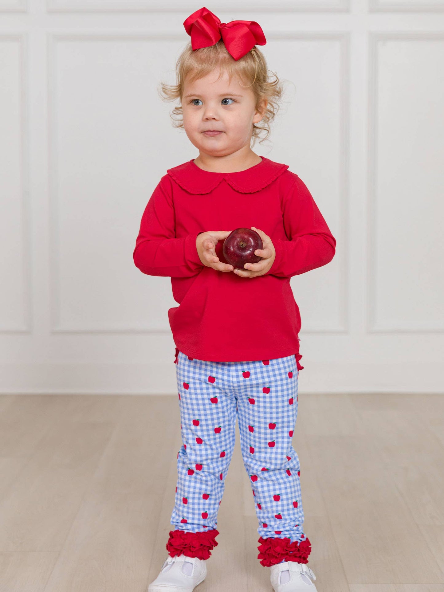 RuffleButts + RuggedButts - Toddler Girls Apple Orchard Gingham Classic Ruffle Leggings