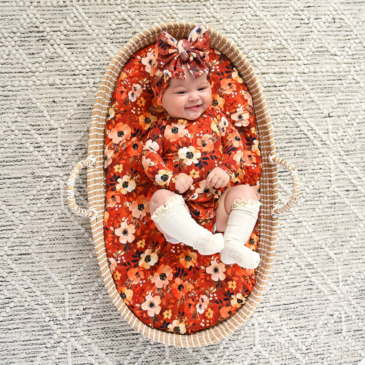 Auburn Gown, Headband, + Swaddle Blanket Set