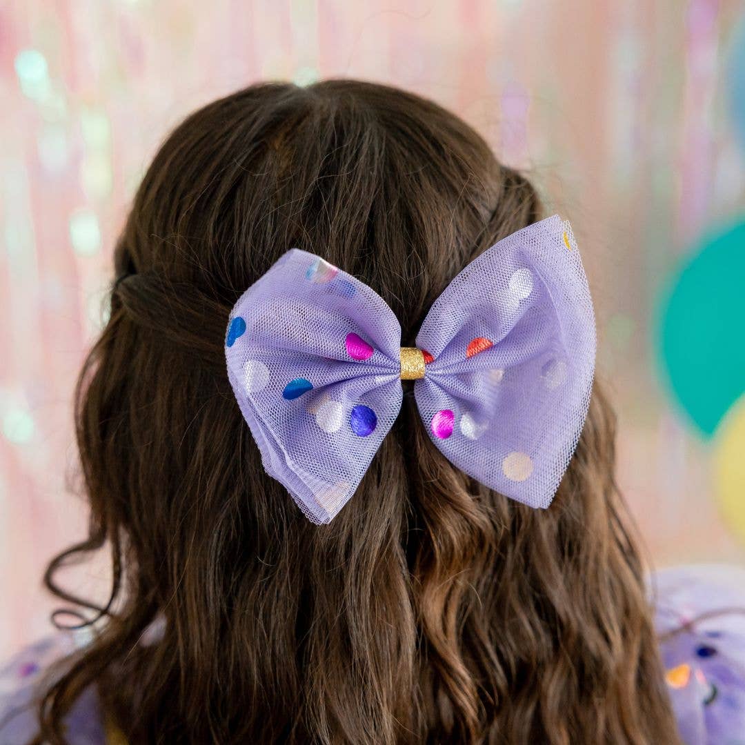 Sweet Wink - Lavender Confetti Tulle Bow Clip - Hair Bows
