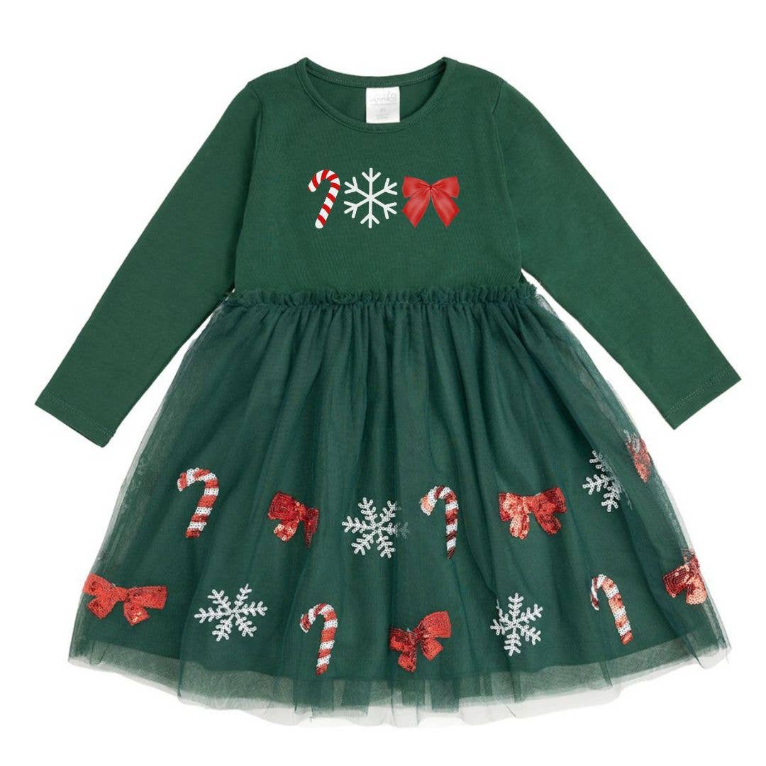 Emerald Candy Cane Sequin Tutu Dress